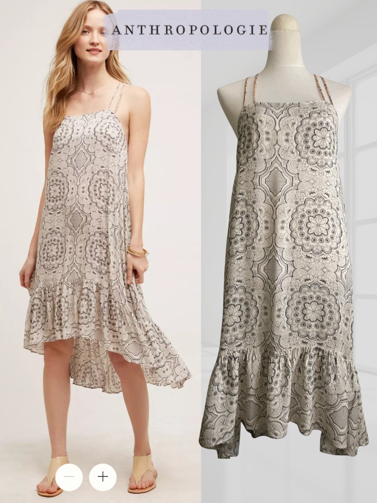 By Eloise Anthropologie Printed Strappy Midi Dress Xs
